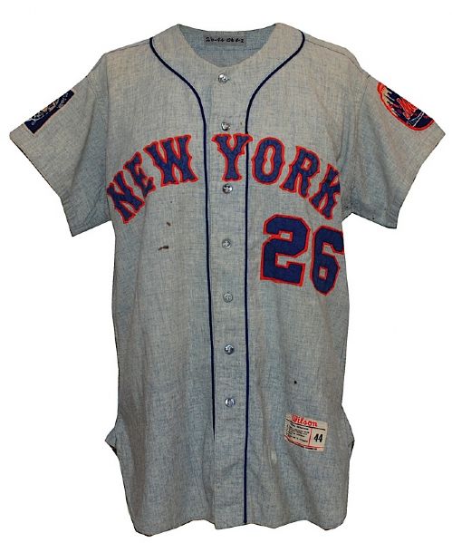 1964-1965 Galen Cisco New York Mets Game-Used Road Flannel Jersey  