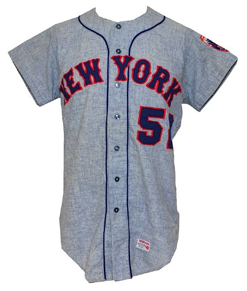1967 Harvey Haddix New York Mets Coaches Worn Road Flannel Jersey 