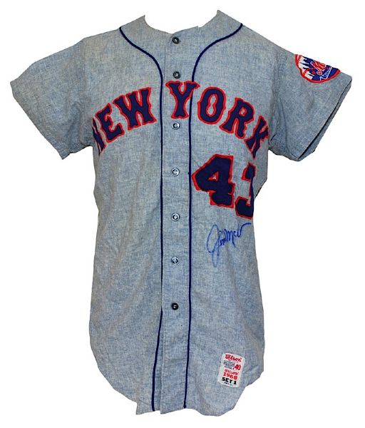 1968 Ed Charles / Jim McAndrew New York Mets Game-Used & Autographed Road Flannel Jersey (JSA)