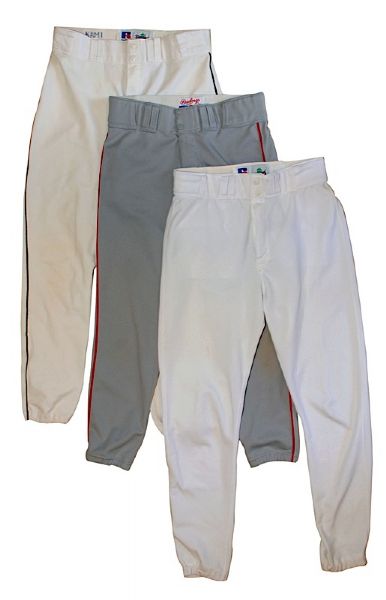 Lot of 1996 Mike Piazza Dodgers, 1996 Eddie Murray Orioles & 1991 Jeff Reardon Red Sox Game-Used Pants (3)