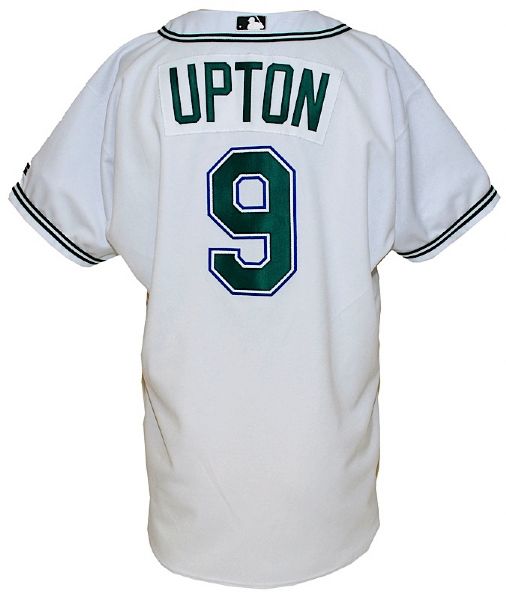 2004 BJ Upton Rookie Tampa Bay Devil Rays Game-Used Road Jersey