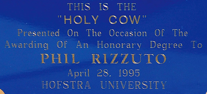 Lot Detail - Phil Rizzuto Holy Cow Award from the Rizzuto