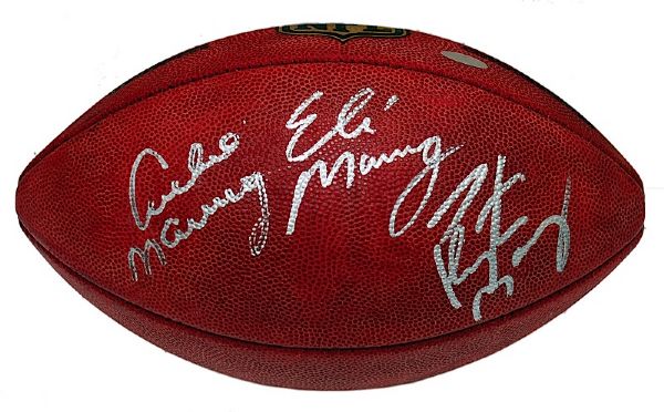 Archie, Peyton & Eli Manning Autographed Football (Steiner) (JSA)