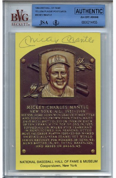 Mickey Mantle Autographed Hall of Fame Plaque (JSA)