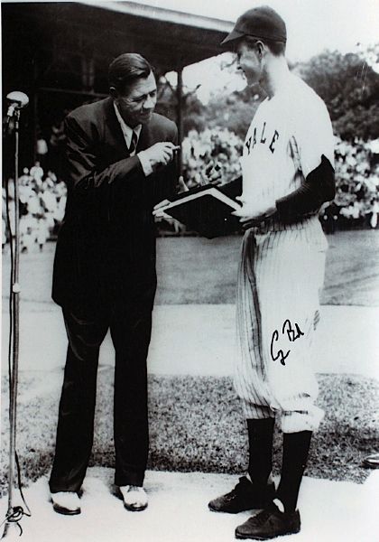 George Bush Sr. Single-Signed Baseball & Autographed Photo with Babe Ruth (2) (JSA)