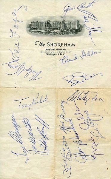 1961 NY Yankees World Championship Team Autographed Sheet (Signed at the Time) (JSA)