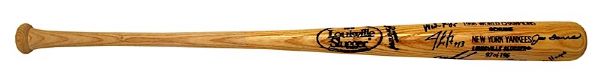 1996 NY Yankees World Championship Team LE Autographed Bat (JSA)