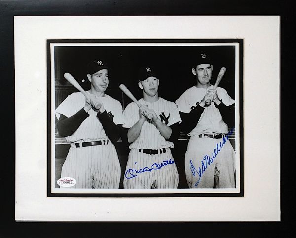 Framed Mantle & Williams Autographed Photo with DiMaggio (JSA)