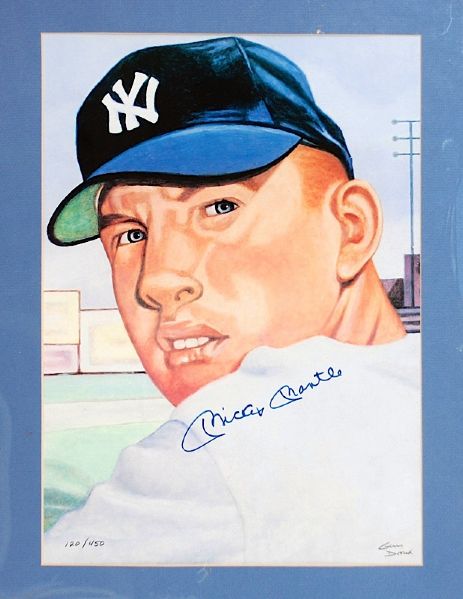 Mickey Mantle NY Yankees Autographed LE Dvorak Print (From Mantle Museum Collection) (JSA)