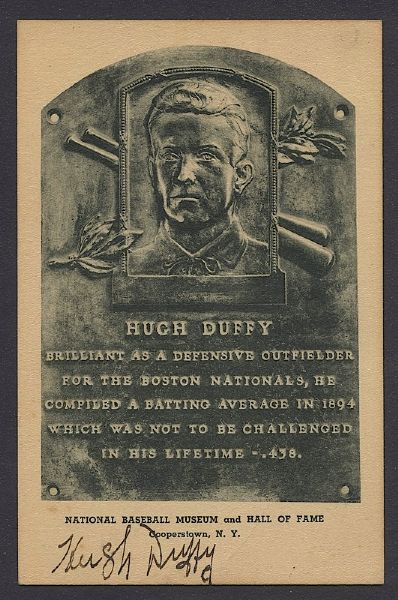Hugh Duffy Autographed Hall of Fame Plaque (JSA)