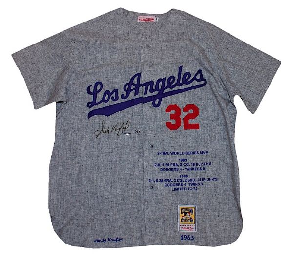 Sandy Koufax Autographed LE Dodgers Mitchell & Ness Flannel Jersey (JSA) (UDA)