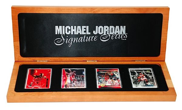 Michael Jordan Chicago Bulls Autographed LE Porcelain Card Set (UDA) (JSA)