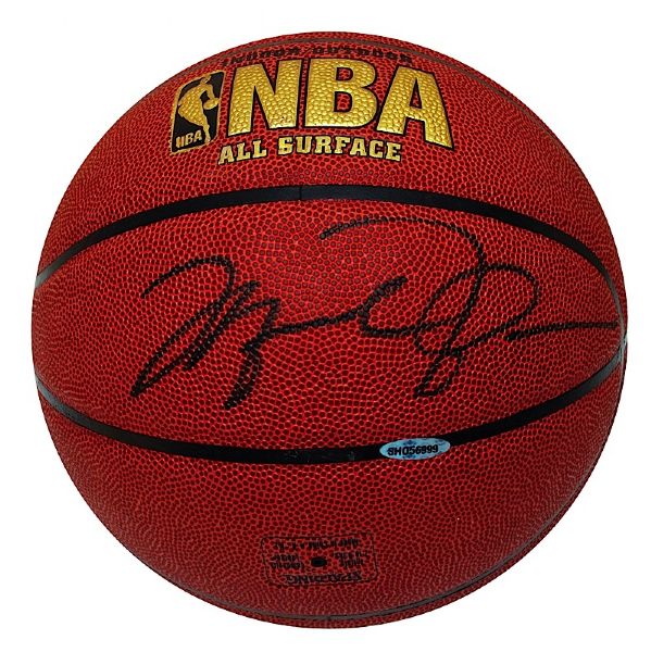 Michael, Kobe & Lebron Autographed Basketball with Bill Russell Autographed Basketball (2) (JSA)