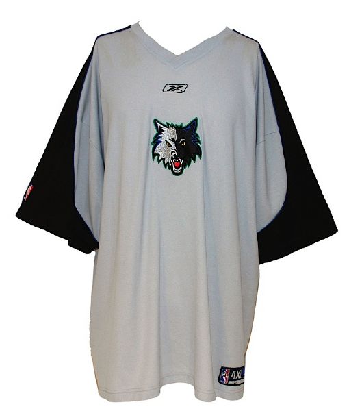 2003-2004 Kevin Garnett Minnesota Timberwolves Worn Road Shooting Shirt (Team Letter) 