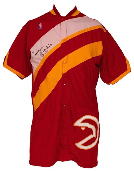 Circa 1986 Dominique Wilkins Atlanta Hawks Worn & Autographed Road Warm-Up Jacket (JSA) 