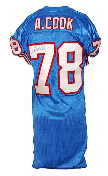 1996 Anthony Cook Houston Oilers Game-Used & Autographed Home Jersey (JSA)