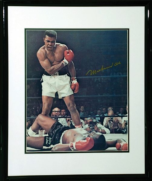Framed Muhammad Ali Autographed Photo with Sonny Liston (JSA)