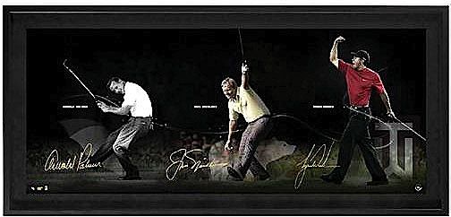 Framed “Major Victory” Autographed by Tiger Woods, Arnold Palmer & Jack Nicklaus (UDA) (JSA)