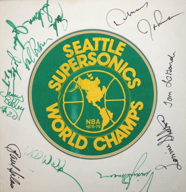 Seattle Supersonics 1978-79 NBA Champions Autographed Framed Green
