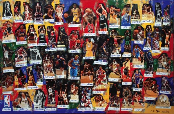 "Legends of Basketball - We Made This Game" Limited Edition NBA Top 60 Autographed Large Canvas Painting (JSA)