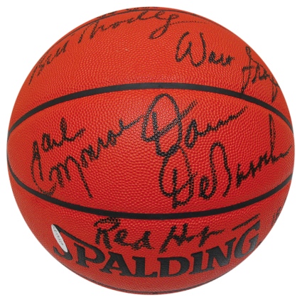 1973 World Champion New York Knicks Signed Team Basketball & Jersey (JSA) (Steiner LOA) (Upper Deck LOA) (2)