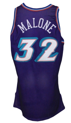 1997-1998 Karl Malone Utah Jazz Game-Used Road Jersey 