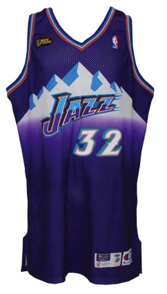 1997-1998 Karl Malone Utah Jazz Game-Used NBA Finals Road Uniform (2) 