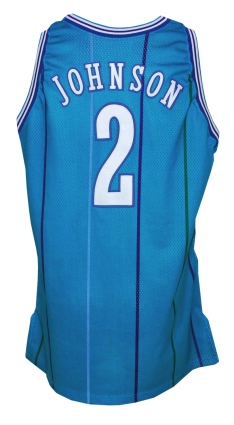 1992-1993 Larry Johnson Charlotte Hornets Game-Used Road Jersey 