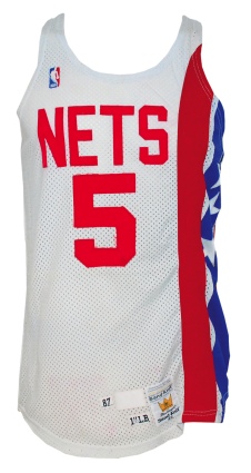 1987-1988 John Bagley New Jersey Nets Game-Used Home Jersey 