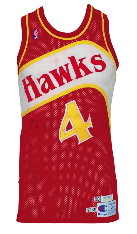 Spud Webb 1995-96 Atlanta Hawks Game Issued Road Jersey : r