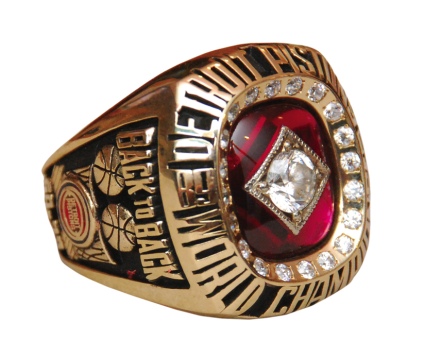 1990 Detroit Pistons NBA "Back-to-Back" World Champions 10K Gold Ring