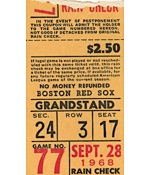 9/28/68 Yankees At Boston Red Sox Ticket Stub (Mantles Final Game)
