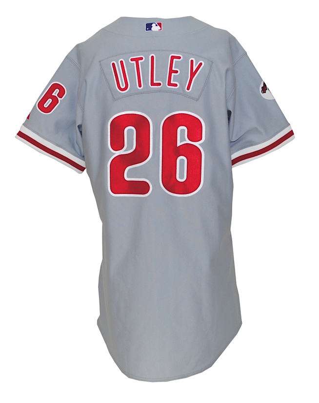 Chase Utley Game-Used Road Jersey from 1st Series in Philadelphia as a  Dodger August 17th 2016