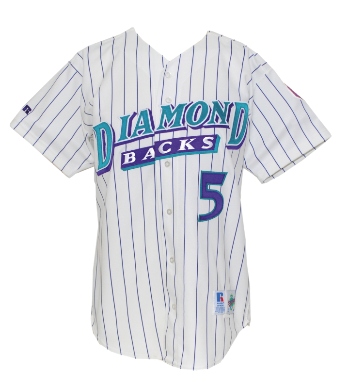 Lot Detail - 1998 Jay Bell Arizona Diamondbacks Game-Used Home Jersey &  1999 Tony Womack Arizona Diamondbacks Game-Used Home Jersey (2)