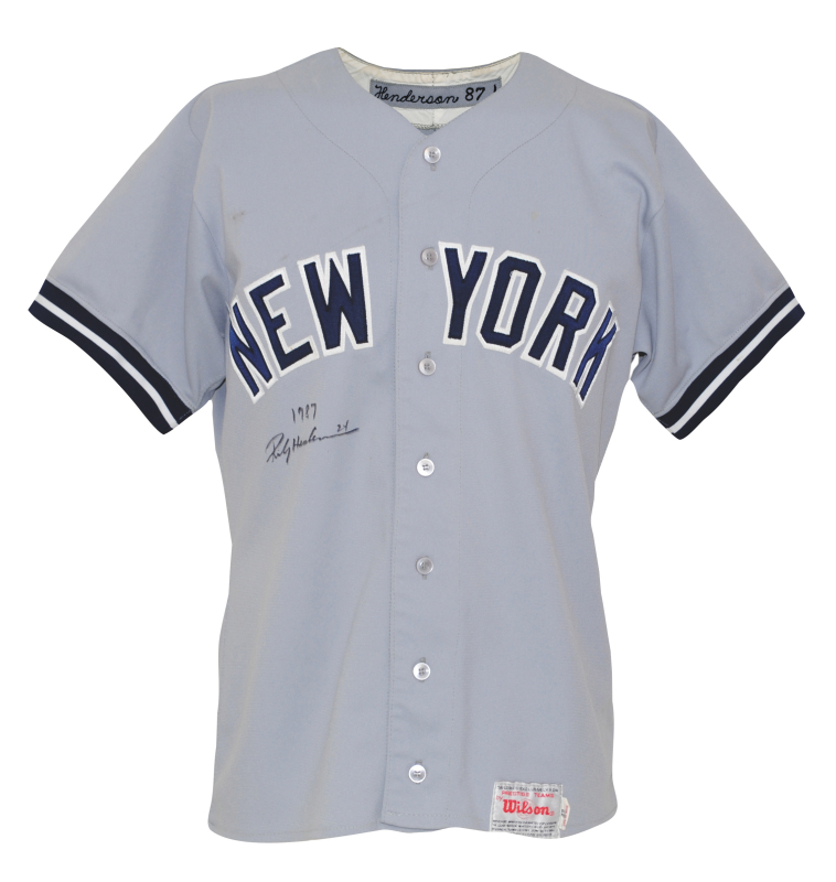 Lot Detail - 1987 Rickey Henderson NY Yankees Game-Used & Autographed Road  Jersey with Wristbands (3) (JSA)
