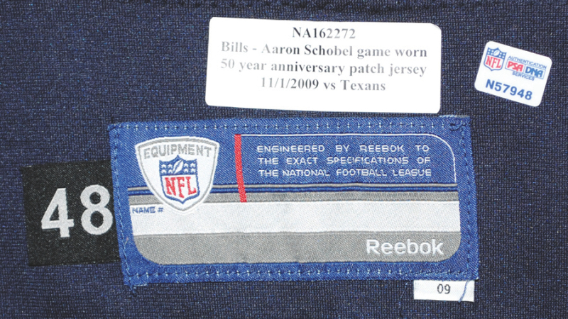 Lot Detail - 11/1/2009 Aaron Schobel Buffalo Bills Game-Used Home Jersey  (Unwashed) (NFL/PSA/DNA)