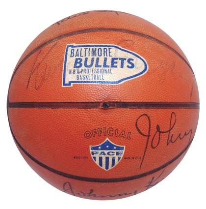 1965-66 Baltimore Bullets Team Autographed Basketball (Full JSA LOA)