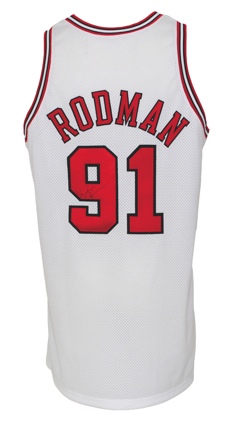 1997-98 Dennis Rodman Chicago Bulls Game-Used & Autographed Home Jersey (Rodman LOA) (Championship Season) (JSA)