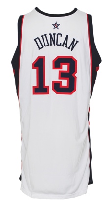 2004 Tim Duncan USA Olympic Game-Used Home Jersey