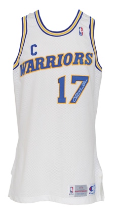 1993-94 Chris Mullin Golden State Warriors Game-Used & Autographed Home Jersey (JSA)