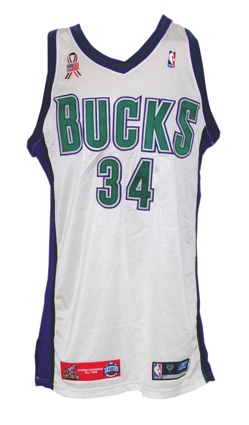 2002 Ray Allen Milwaukee Bucks NBA Eastern Conference All-Stars Game-Used Home Jersey