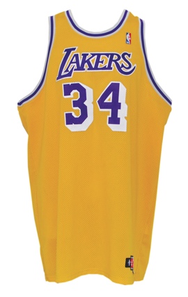 1997-98 Shaquille ONeal Los Angeles Lakers Game-Used Home Jersey