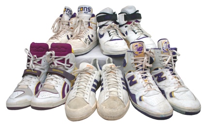 Incredible 1988 Los Angeles Lakers World Championship Team NBA Finals Game 7 Game-Used & Autographed Sneaker Lot (12 Pair) (Smrek Collection) (Smrek LOA) (JSA)