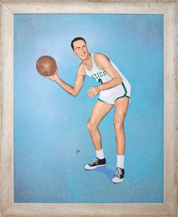 1961-62 Carl Braun Boston Celtics Original Painting & Program (2)