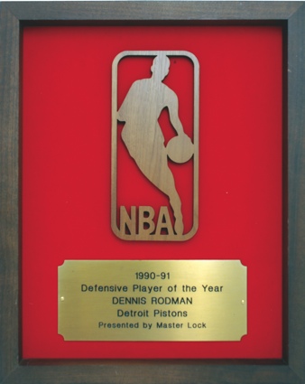 1990-91 Dennis Rodman NBA Defensive Player of the Year Award (Rodman Collection) (Rodman LOA)