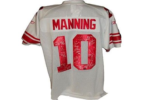 2007 Giants Team Signed Eli Manning White Jersey (Steiner COA)