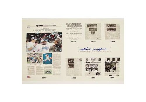 Frank Gifford Autographed "Giants Rewrite History" New York Times Print (Steiner COA)