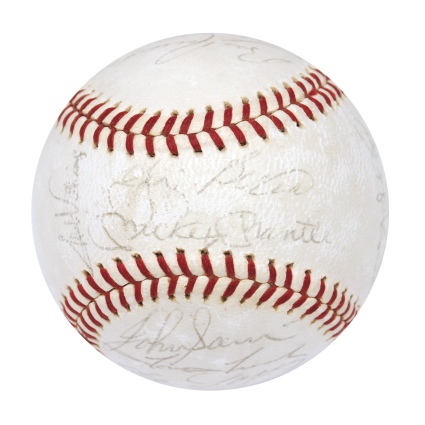 1963 NY Yankees American League Champions Team Autographed Baseball (JSA)