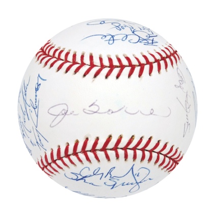 2001 NY Yankees American League Champions Team Autographed Baseball (JSA)
