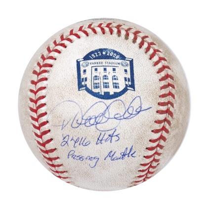6/4/2008 Derek Jeter NY Yankees Game-Used & Autographed Baseball Inscribed "2416 Hits Passing Mantle" (JSA) (MLB)